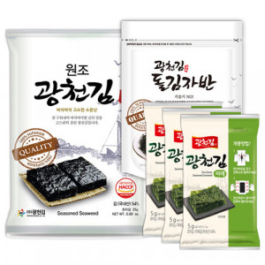 [원조광천김]에코 파래도시락김5g 20봉+전장김25g 5봉+돌김자반40g 5봉