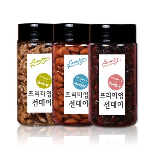 [선데이견과]호두130g+아몬드240g+크렌베리220g
