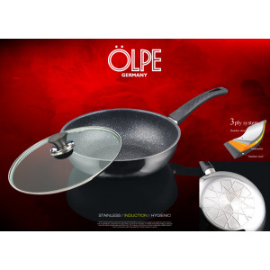 [독일올페] 엘레간트 3PLY(통3중)  28CM 궁중팬+유리뚜껑 OLP-28W28G
