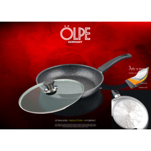 [독일올페] 엘레간트 3PLY(통3중)  28CM 후라이팬+유리뚜껑 OLP-28F28G