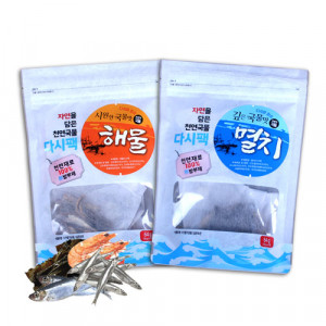 [자연담은 천연국물]해물다시팩16g 20개+멸치다시팩16g 20개