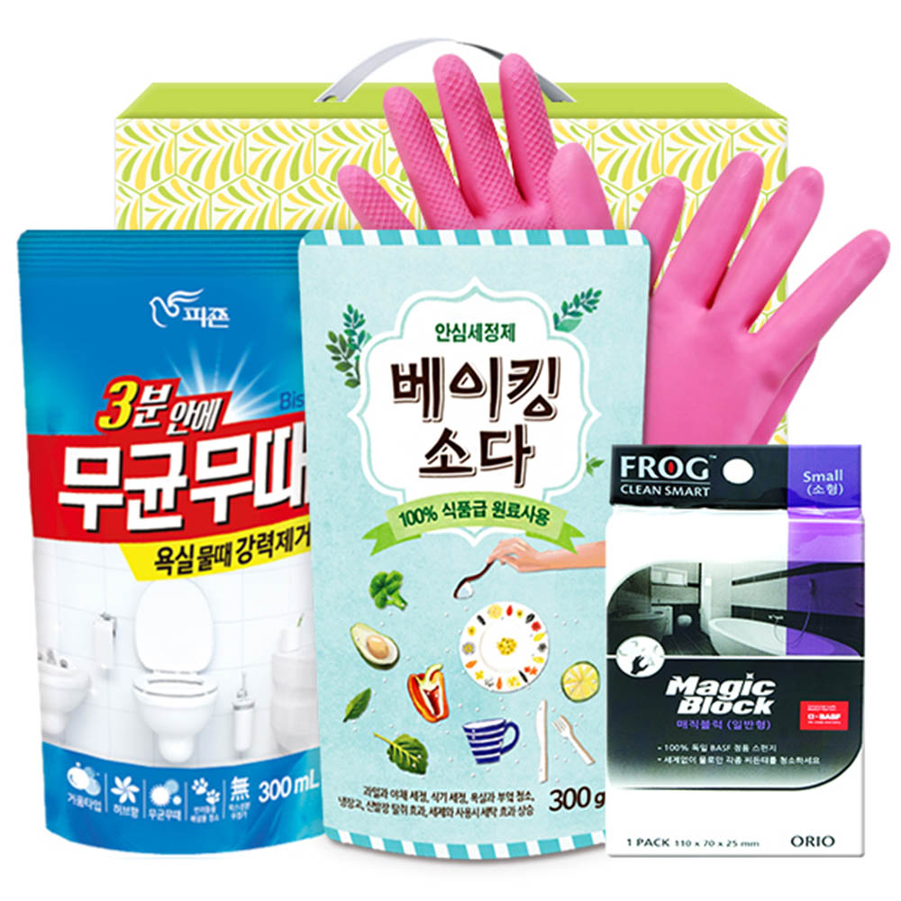 km무균무때 탑셰프베이킹소다300리필 비닐고무장갑32cm 매직블럭소형(4종)