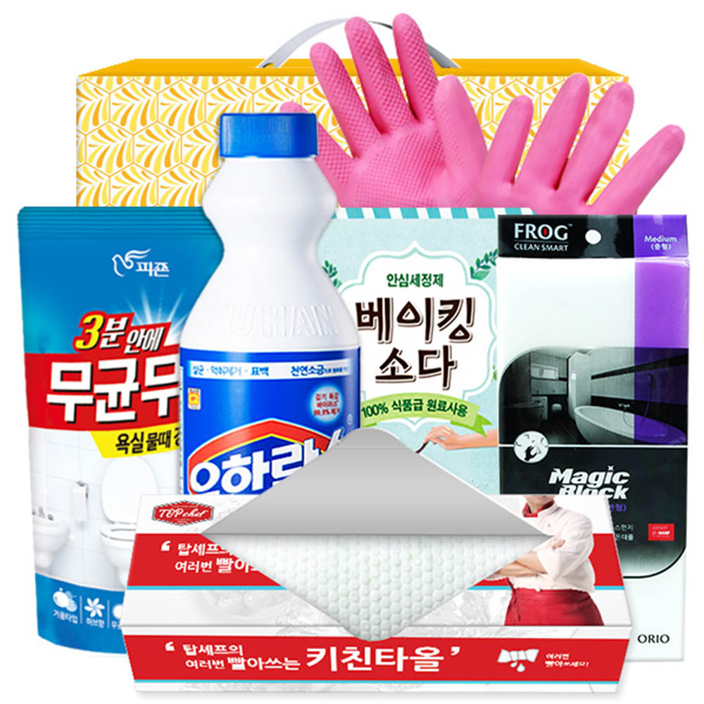 km무균무때 유한락스 탑셰프베이킹소다300리필 빨아쓰는키친타올 비닐고무장갑32cm 매직블럭중형(6종)