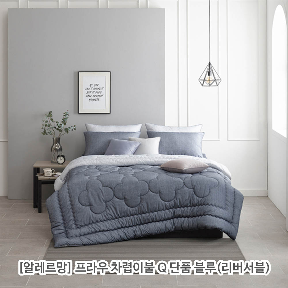 km[알레르망] 프라우 차렵이불 Q 단품 블루(리버서블)