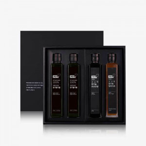 [km]쿠엔즈버킷 저온압착 프리미엄 유기농 참.들.간장.식초 200ml 4종 세트