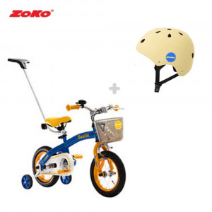 [km][세트]ZOKO 조코 비틀 12인치 체인자전거(보호자밀대)+조코 아동용 안전모 어반형헬멧