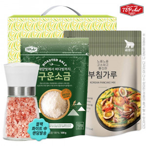 [km]탑셰프핑크솔트그라인더 구운소금300g 곰표부침가루500g(3종)