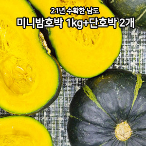 [km]21년 수확한 남도 미니밤호박 1kg(3~6개 개당 180~300g)+단호박 2개(개당 850~1200g)