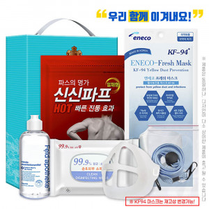 [km]사피 방역키트 7(신신파프(핫)5매1개,KF94마스크1개,손소독겔140ml,크린소독티슈20매,사피마스크지킴이목걸이,사피마스크가드)