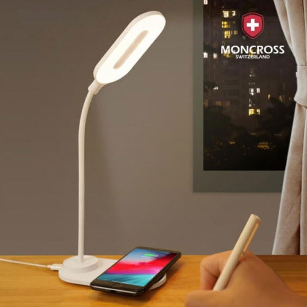 [km]몽크로스 LED 스탠드(유선) 화이트 스마트폰 무선충전기능(MSLS-LW150)