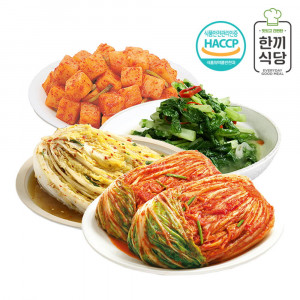 [km]한끼식당 우리 농산물 100% 김치 추천 4종세트(포기김치1kg,고추씨백김치1kg,청양열무물김치1kg,깍두기1kg)