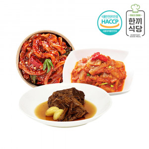 [km]한끼식당 맛있는 반찬 인기 3종세트-A(볶음김치160g,오징어젓갈150g,소고기장조림150g)