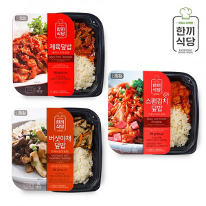 [km]한끼식당 덮밥 알찬세트-제육덮밥250g, 스팸김치덮밥250g ,버섯야채덮밥250g