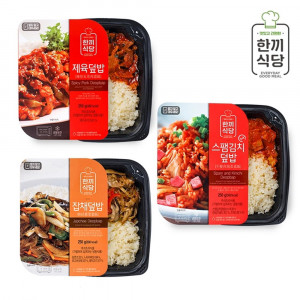 [km]한끼식당 덮밥 인기세트-제육덮밥250g, 스팸김치덮밥250g, 잡채덮밥250g