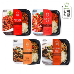 [km]한끼식당 덮밥 프리미엄세트-제육덮밥250g, 스팸김치덮밥250g, 버섯야채덮밥250g, 잡채덮밥250g