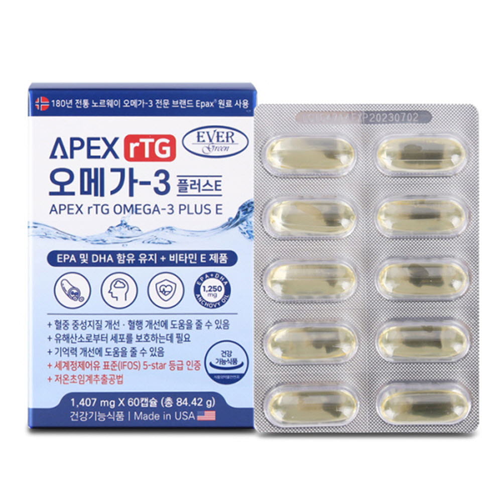 [km]에버그린 에이펙스 알티지 오메가-3 비타민E 1,407mg x 60캡슐