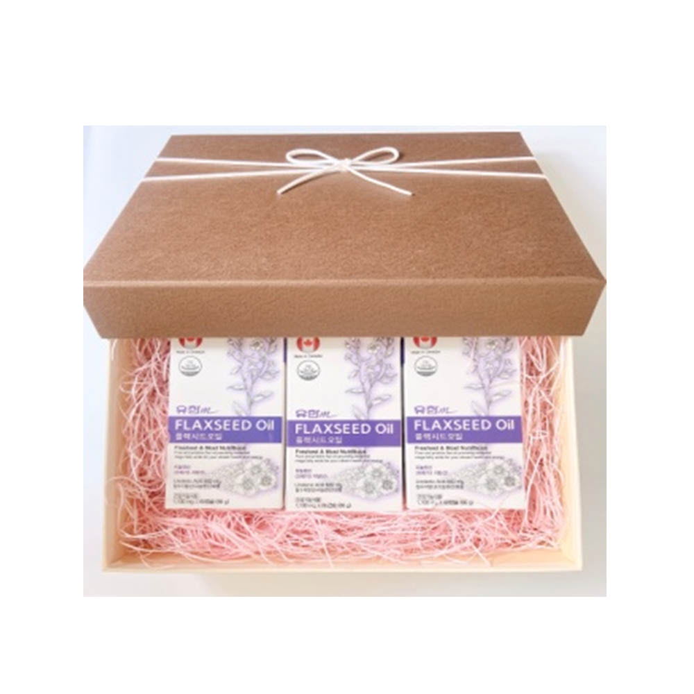 [km]유한메디카 플랙시드 오일 1100mg X 60캡슐 X 3box +싸바리 선물상자 (6개월분) /선물용