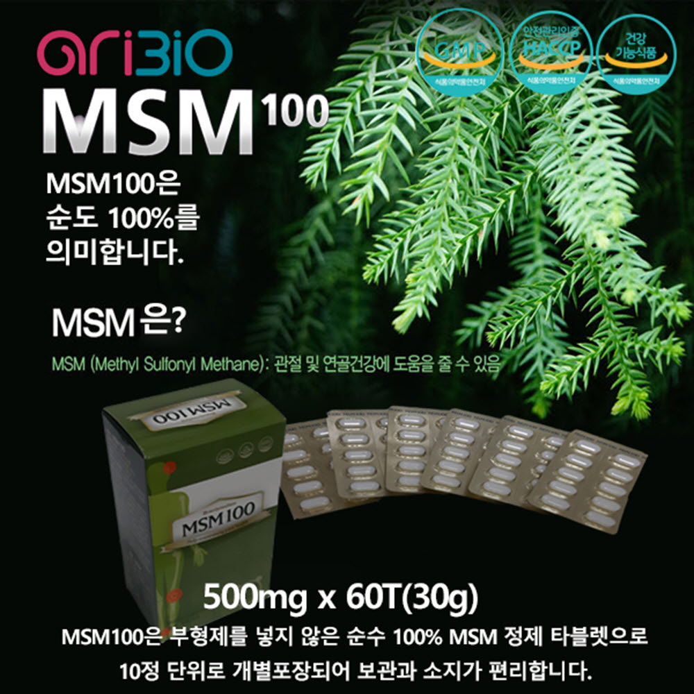 [km]아리바이오 MSM100 (엠에스엠100) 500ml*60T(30g)