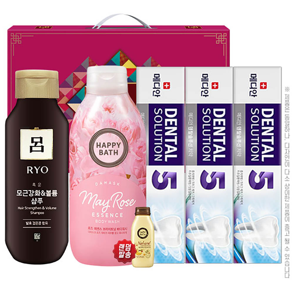 [km]아모레 려샴푸180용기 해피바스바디워시200용기 메디안치약90g3P(5종)