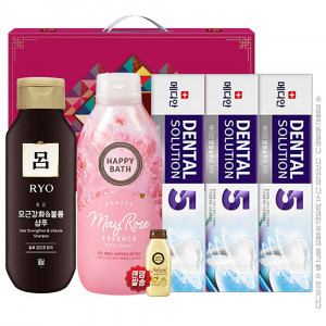 [km]아모레 려샴푸180용기 해피바스바디워시200용기 메디안치약90g3P(5종)