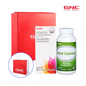 [km]GNC 여성뼈건강세트(우먼스울트라메가 90정 90일분 * 코랄칼슘 마그네슘 비타민D 120캡슐 60일분)