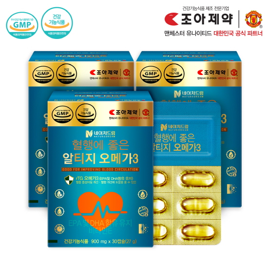 [km]조아제약 혈행에 좋은 rTg오메가3 900mg*30캡슐*3박스