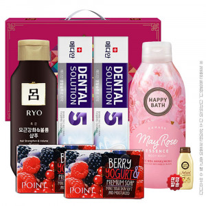 [km]아모레 려샴푸180용기 메디안치약90g2P 해피바스바디워시200용기 애경포인트베리비누2P(6종)