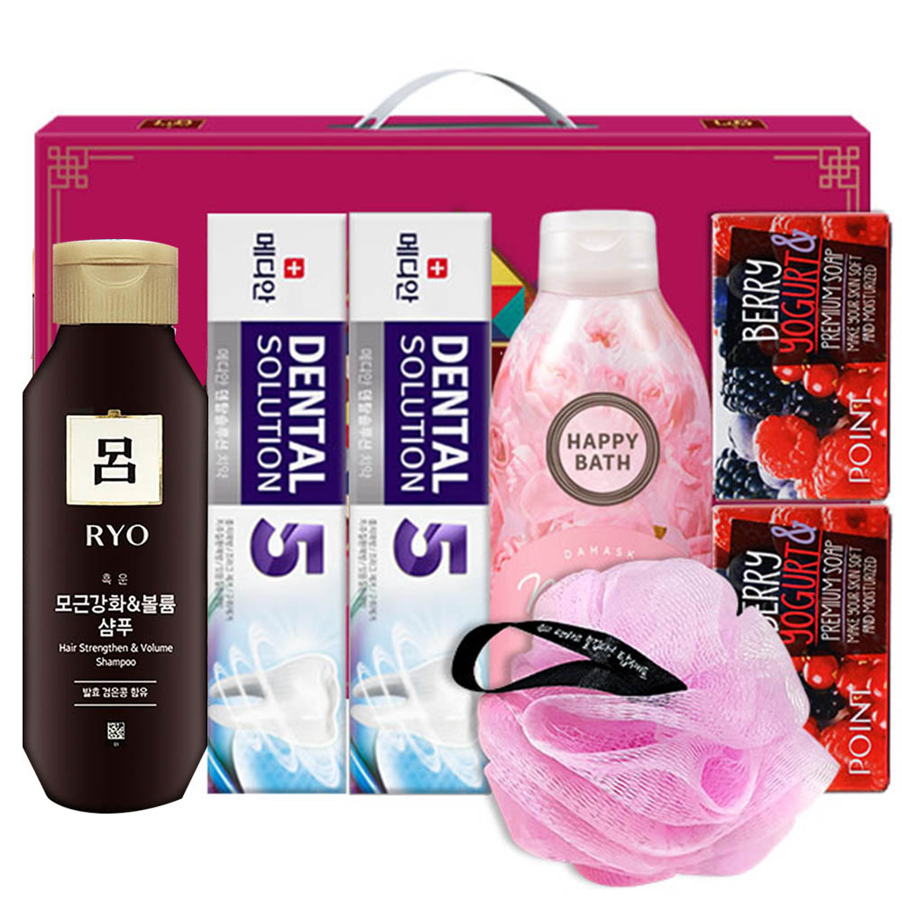 [km]아모레 려샴푸180용기 메디안치약90g2P 해피바스바디워시200용기 애경포인트베리비누2P 샤워볼(7종)