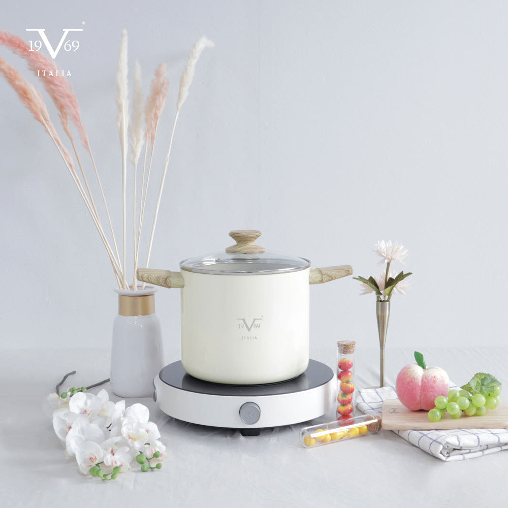 [km]베르사체 1969 크레마 인덕션 21cm 스톡 포트 크림라떼