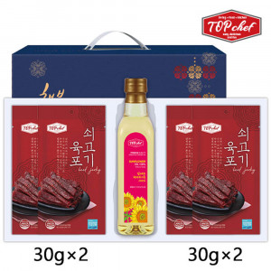 [km]탑셰프 페트해바라기유 쇠고기육포30g4P(5종)트레이