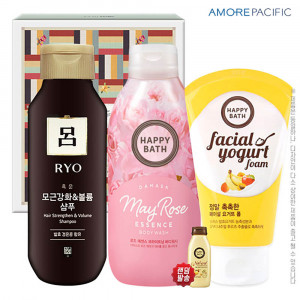 [km]아모레 려샴푸180용기 해피바스바디워시200용기 요거트폼(3종)