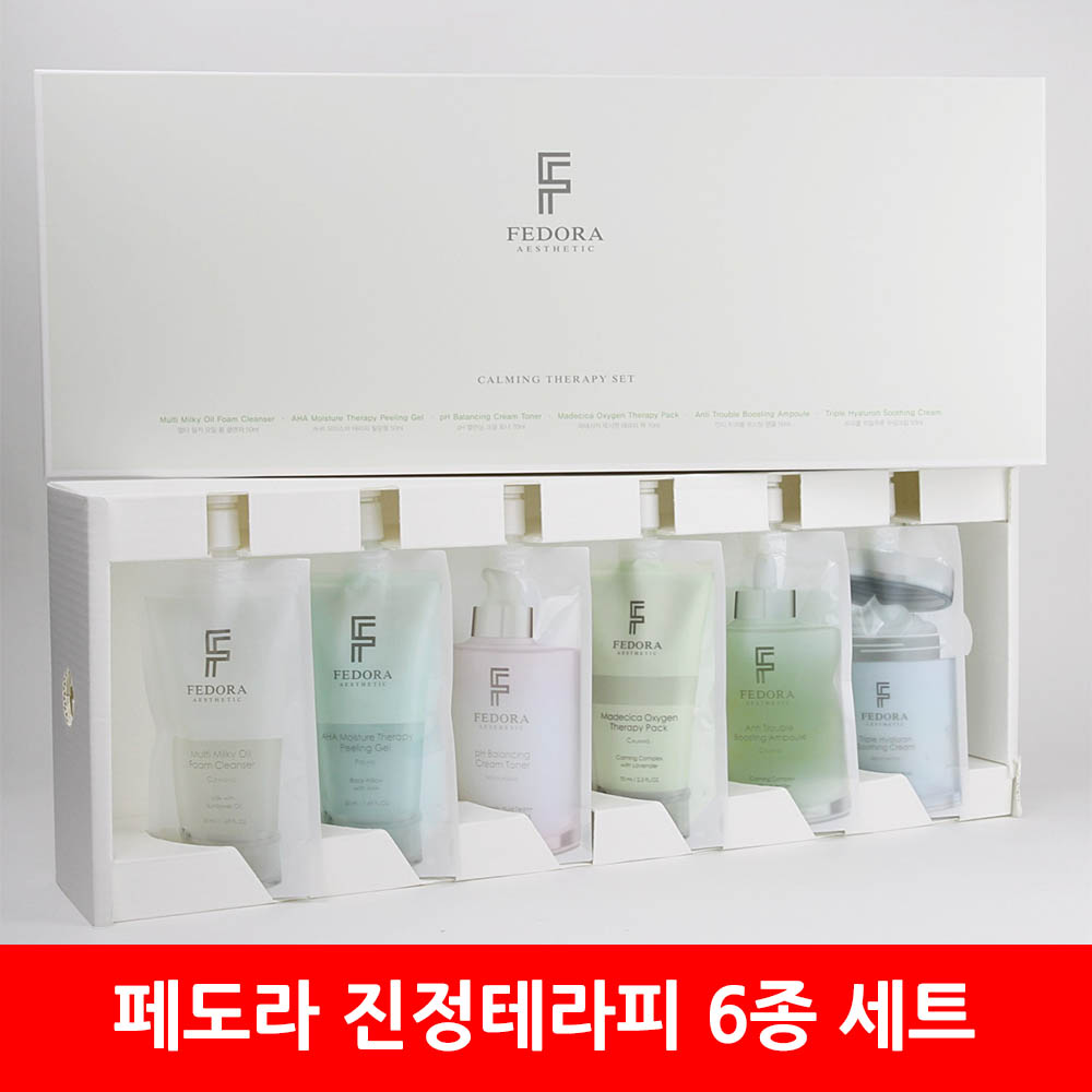 [km]페도라 진정테라피 6종 세트 [클렌저, 필링젤, 토너, 진정팩, 진정앰플, 수딩크림]