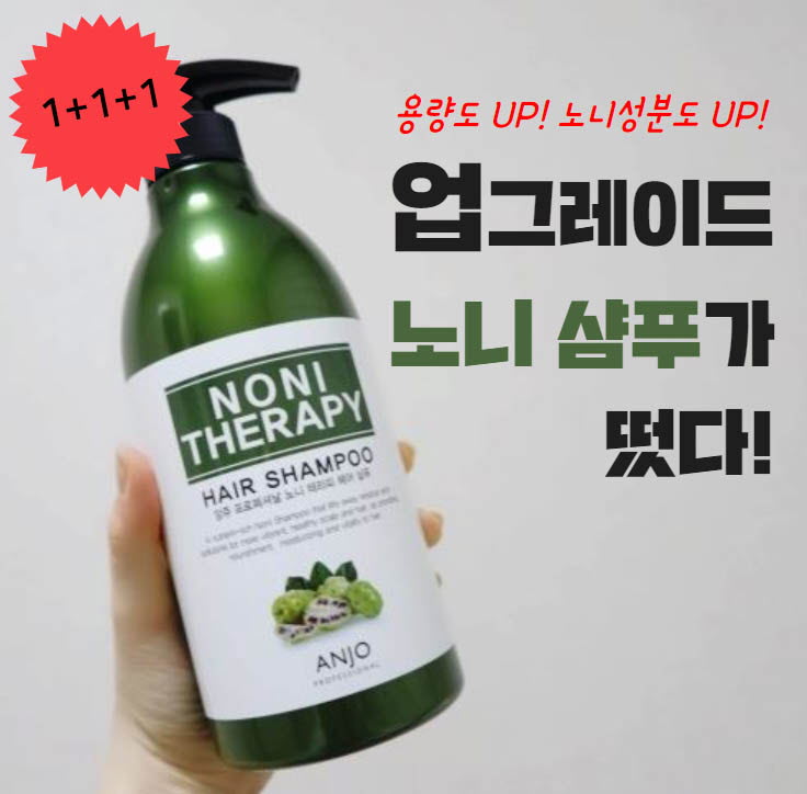 [km]앙쥬 프로페셔널 노니 테라피 헤어 샴푸 750ml x 3개 (+올리브 헤어에센스 증정)